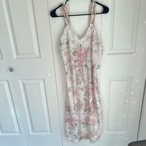 Floral Slip Dress with Pink and Cream Design